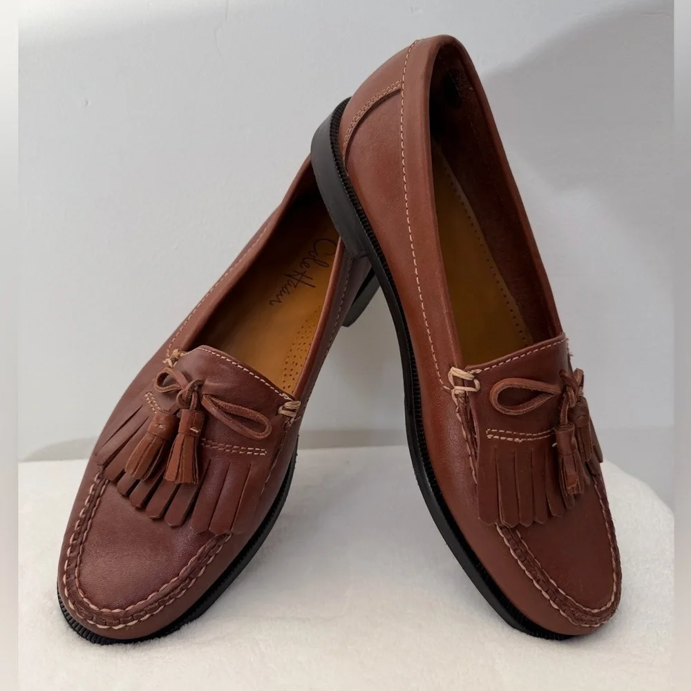 Cole Haan Size 10 Brown Leather Kiltie Tassel Loafers - Classic Preppy Loafer